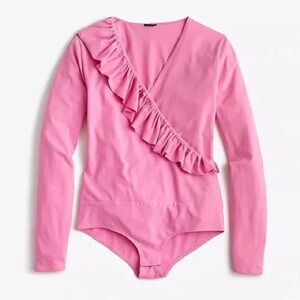 J Crew Pink Ruffle Bodysuit